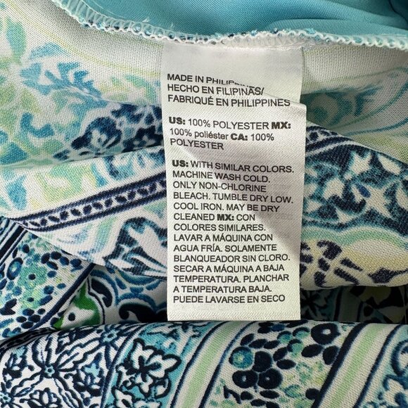 Chicos Wide Leg Crop Pull On Pant Petite 0.5P US 6P Blue Coastal Tile Print - Picture 5 of 12